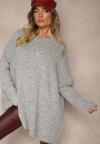 Jasnoszary Casualowy Sweter Oversize Allethia