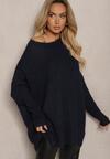 Granatowy Casualowy Sweter Oversize Allethia