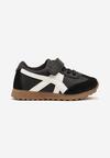 Czarne Buty Sportowe Sneakersy z Geometrycznymi Paskami i Sznurowaniem Valentiana