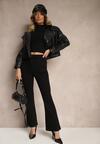Czarne Jeansy High Waist o Kroju Flare Learella