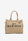 Beżowa Torebka Typu Shopper z Plecionki Sevisha