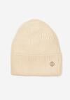 Beżowa Czapka Beanie z Metaliczną Aplikacją Delathor