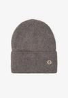 Szara Czapka Beanie z Dodatkiem Angory i Metaliczną Aplikacją Delathor