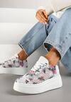 Białe Ażurowe Sneakersy Vices na Platformie w Kwiaty Halvisa