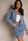Niebieska Spódnica Jeansowa z Bawełny High Waist Ozdobiona Przetarciami Arionis