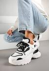 Biało-Czarne Sneakersy w Streetwearowym Stylu na Tłoczonej Podeszwie Nelasea