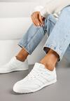 Białe Sneakersy na Płaskiej Podeszwie z Geometrycznym Wzorem Rivmi