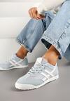 Jasnoniebieskie Sneakersy na Płaskiej Podeszwie z Geometrycznym Wzorem Rivmi