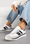 Biało-Czarne Sneakersy w Stylu Tenisówek Ozdobione Paskami Lilmi