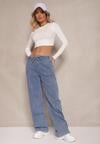 Niebieskie Jeansy High Waist z Szeroką Nogawką i Gumką w Talii Norvila