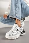 Białe Sneakersy na Platformie z Tłoczeniem i Siateczkowymi Wstawkami Galoria