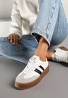 Biało-Czarne Sneakersy Tenisówki Ozdobione Paskami Sovresia