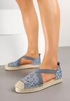 Niebieskie Płaskie Espadryle z Ażurową Cholewką Elearosea