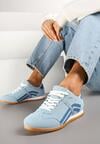 Niebieskie Sneakersy Klasyczne Tenisówki Zdobione Przeszyciami Ellexia