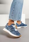 Granatowe Sneakersy Ozdobione Przeszyciami Varretis