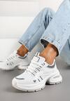Białe Sneakersy na Platformie z Geometrycznym Motywem Nyramia