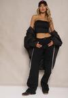 Czarne Jeansy High Waist o Szerokim Kroju z Ozdobnymi Lampasami Ulivira