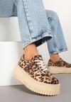 Panterkowe Sneakersy Typu Tenisówki na Żłobionej Platformie Lorreia