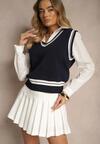 Białe Spódnico-Spodenki High Waist z Plisami w Stylu Tennis Skirt Ninaris