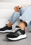 Czarne Sneakersy na Platformie z Ozdobnymi Cyrkoniami Fenarelle