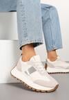Beżowe Sneakersy na Platformie z Ozdobnymi Cyrkoniami Fenarelle