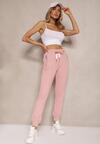 Różowe Spodnie Dresowe z Bawełny o Kroju Jogger High Waist Cherisa