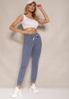 Niebieskie Spodnie Dresowe z Bawełny o Kroju Jogger High Waist Cherisa