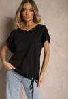Czarny Bawełniany T-shirt w Stylu Oversize z Rękawami Nietoperz Alolia