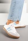 Biało-Niebieskie Sneakersy z Dwoma Paskami na Cholewce przed Kostkę Ulirana