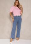 Niebieskie Jeansy High Waist o Szerokim Kroju Dalliris