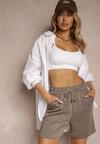 Brązowe Dresowe Szorty z Wiskozą Bermudy High Waist Setallira