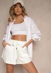Białe Szorty High Waist Dresowe Lianin