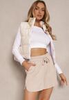 Beżowe Szorty High Waist Dresowe Lianin
