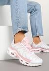Biało-Różowe Buty Sportowe Sneakersy z Geometrycznym Tłoczeniem Vulinea