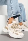 Beżowe Sneakersy Streetwearowe na Grubej Podeszwie Waniffia