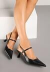 Czarne Sandały na Kaczuszce Typu Slingback z Ozdobnym Paskiem Lanilia