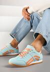 Niebiesko-Pomarańczowe Sneakersy przed Kostkę z Paskami na Cholewce Deniffia