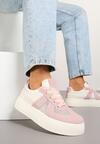 Różowe Sneakersy Typu Kultowe Tenisówki na Grubej Podeszwie Nanessa