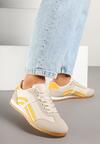 Beżowo-Pomarańczowe Sneakersy Typu Klasyczne Tenisówki Zdobione Przeszyciami Zardiva