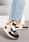 Czarno-Beżowe Sneakersy Ozdobione Geometrycznym Motywem Aluthia