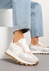 Szaro-Białe Sneakersy Ozdobione Geometrycznym Motywem Aluthia