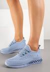 Niebieskie Siateczkowe Buty Sportowe Sneakersy na Podeszwie z Tłoczeniami Finloti