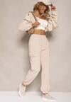 Beżowe Spodnie Typu Cargo High Waist Worseli