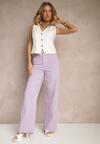 Fioletowe Jeansy High Waist o Szerokim Kroju Silseli