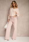 Różowe Bawełniane Jeansy o Szerokim Kroju High Waist Liltewia