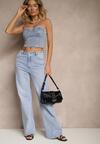 Niebieskie Jeansy High Waist o Szerokim Fasonie Nusidwena