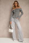 Jasnoszare Jeansy High Waist o Szerokim Kroju Nimiella