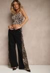 Czarne Jeansy z Bawełny High Waist ze Wzorem Panterki Velliane
