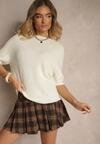 Jasnobeżowy Sweter o Fasonie T-shirtu z Wełną Dannirae