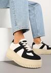 Czarno-Beżowe Sneakersy na Platformie Ozdobione Paskiem Vivesse